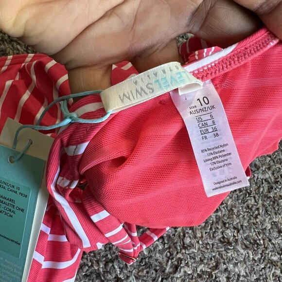 SEA LEVEL SWIM Chamarel Lace-Up Bralette One-Piece Swimsuit Coral Red US 6 New - Picture 7 of 8